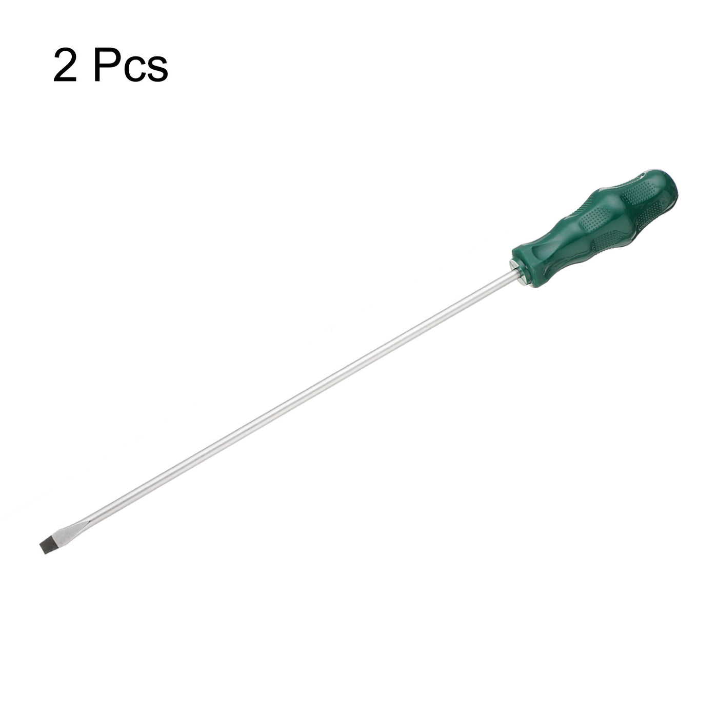 Harfington 2pcs SL6 Flat Head Screwdriver 15.7" Magnetic Slotted Screwdrivers CR-V, Green