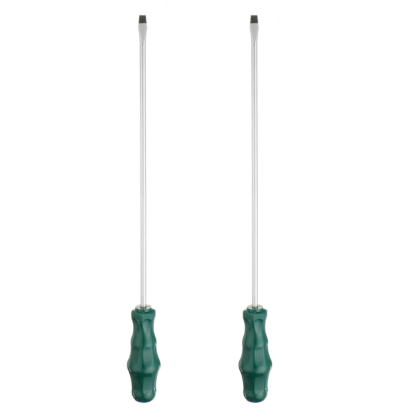 Harfington 2pcs SL6 Flat Head Screwdriver 15.7" Magnetic Slotted Screwdrivers CR-V, Green