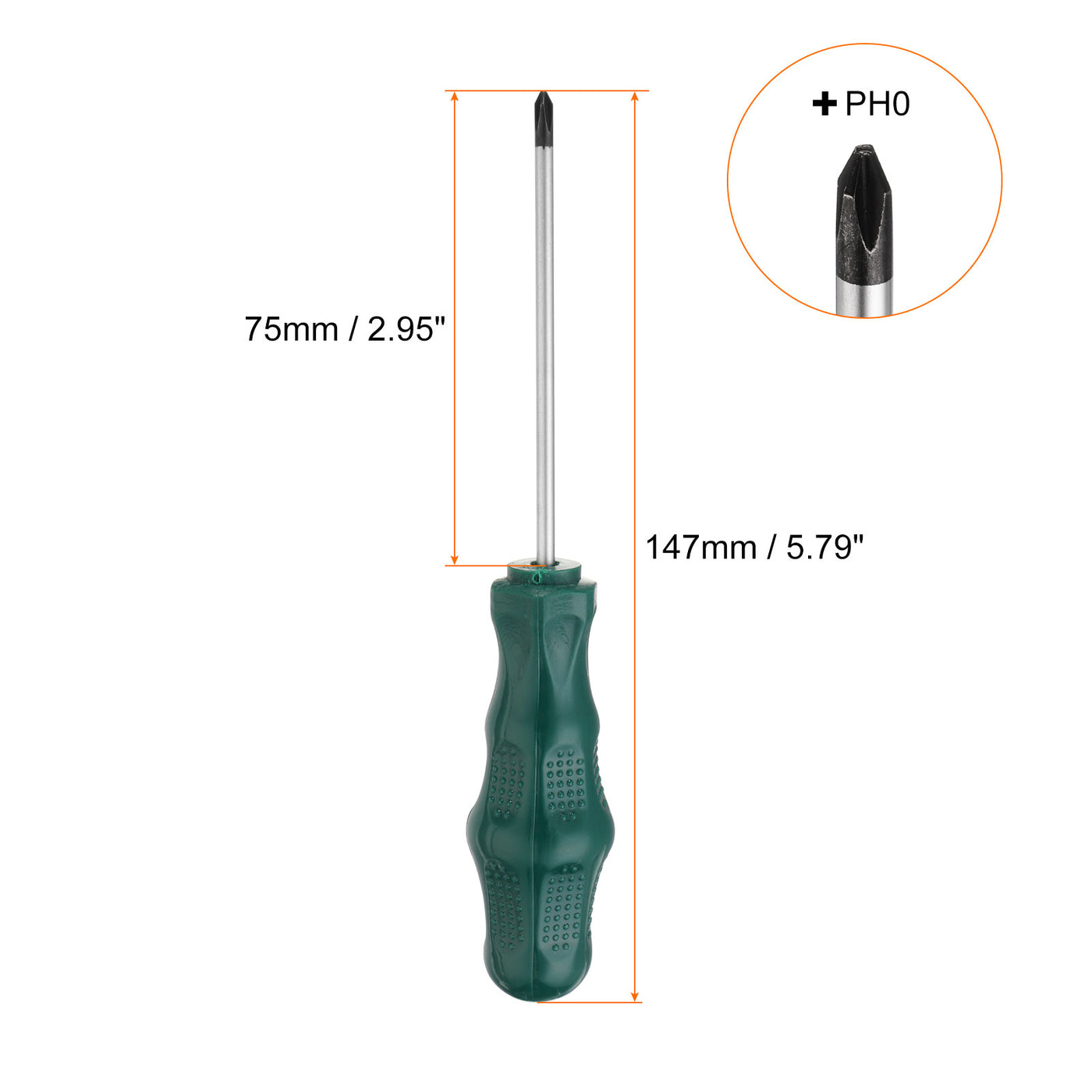 Harfington 2 Stück PH0 Phillips Schraubendreher #0 5,8" Magnetische Schraubendreher 3" CR-V mit ergonomischem Griff für DIY-Reparaturen, Grün