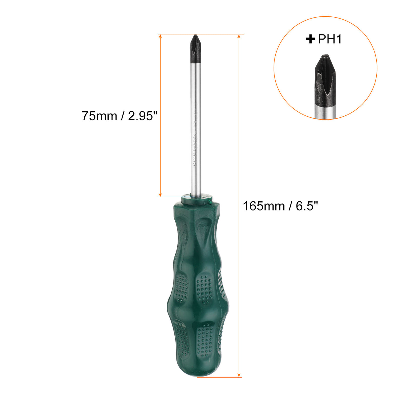 Harfington PH1 Phillips Schraubendreher #1 6,5" Magnetische Schraubendreher 3" CR-V mit ergonomischem Griff für DIY-Reparaturen, Grün