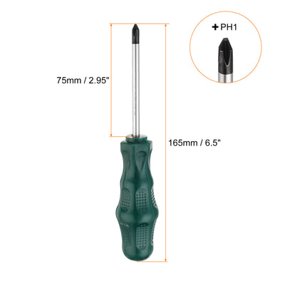 Harfington 2 Stück PH1 Phillips Schraubendreher #1 6,5" Magnetische Schraubendreher 3" CR-V mit ergonomischem Griff für DIY-Reparaturen, Grün