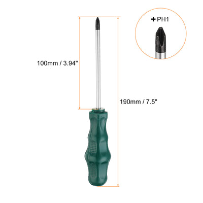 Harfington 2 Stück PH1 Phillips Schraubendreher #1 7,5" Magnetische Schraubendreher 3,9" CR-V mit ergonomischem Griff für DIY-Reparaturen, Grün