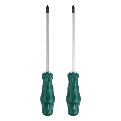 Harfington 2pcs PH2 Phillips Screwdriver #2 9.8" Magnetic Screwdrivers CR-V, Green