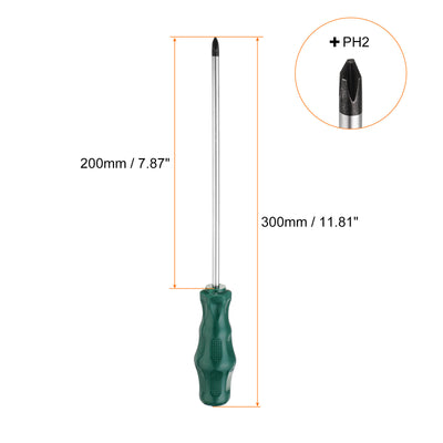 Harfington PH2 Phillips Schraubendreher #2 11,8" Magnetische Schraubendreher 7,9" CR-V mit ergonomischem Griff für DIY-Reparaturen, Grün