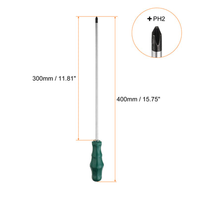 Harfington PH2 Phillips Screwdriver #2 15.7" Magnetic Screwdrivers CR-V, Green