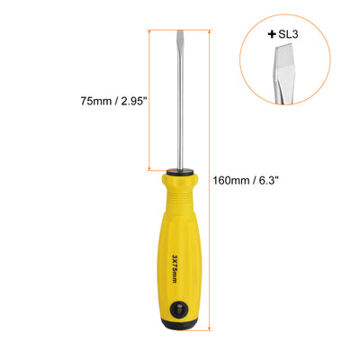 Harfington SL3 Flat Head Screwdriver 6.3" Magnetic Slotted Screwdrivers CR-V, Yellow