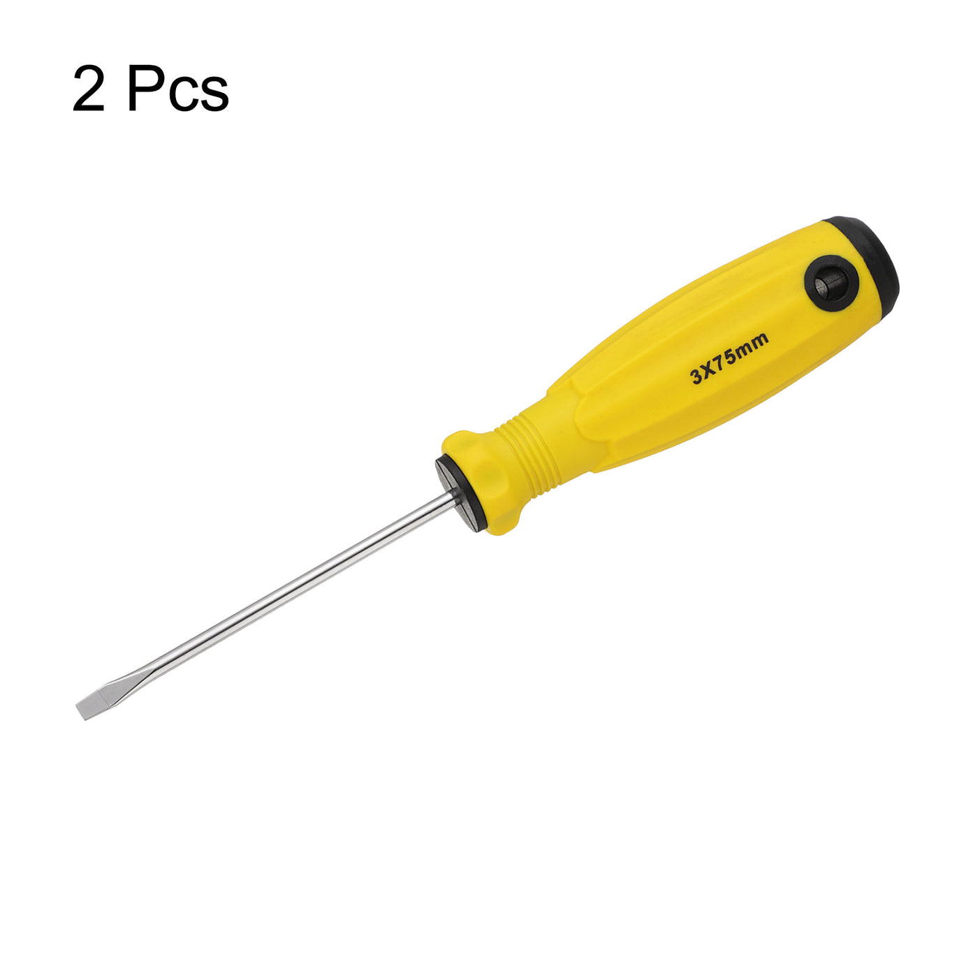 Harfington 2pcs SL3 Flat Head Screwdriver 6.3" Magnetic Slotted Screwdrivers CR-V, Yellow