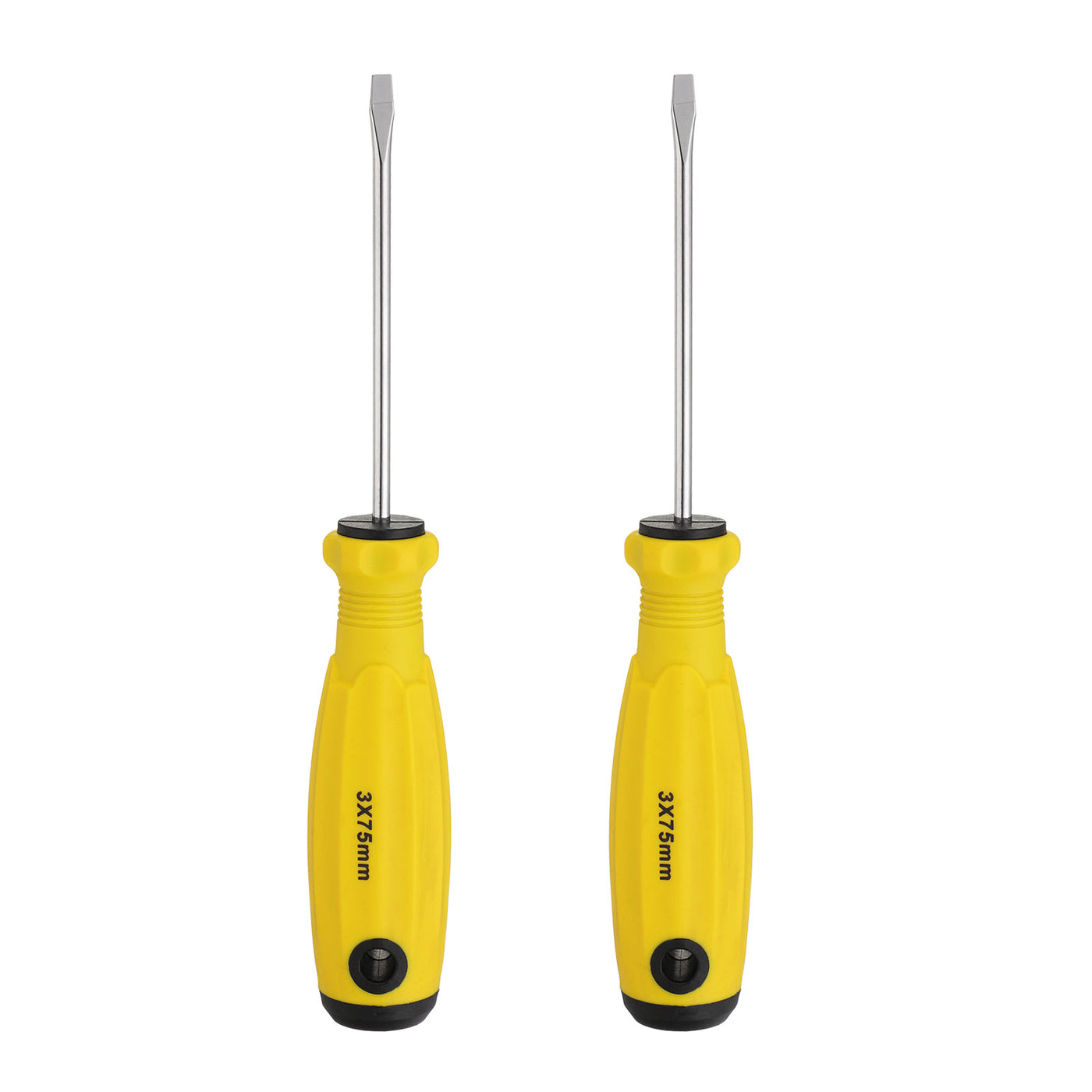 Harfington 2pcs SL3 Flat Head Screwdriver 6.3" Magnetic Slotted Screwdrivers CR-V, Yellow