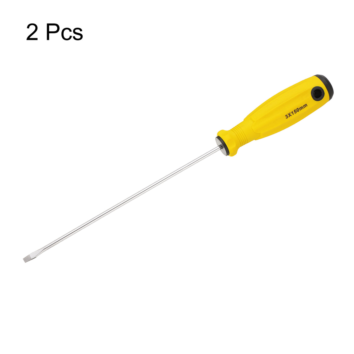 Harfington 2pcs SL5 Flat Head Screwdriver 9.3" Magnetic Slotted Screwdrivers CR-V, Yellow