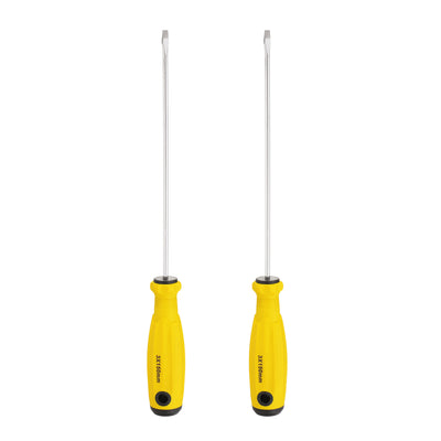 Harfington 2pcs SL5 Flat Head Screwdriver 9.3" Magnetic Slotted Screwdrivers CR-V, Yellow