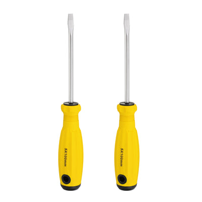 Harfington 2pcs SL5 Flat Head Screwdriver 8.1" Magnetic Slotted Screwdrivers CR-V, Yellow