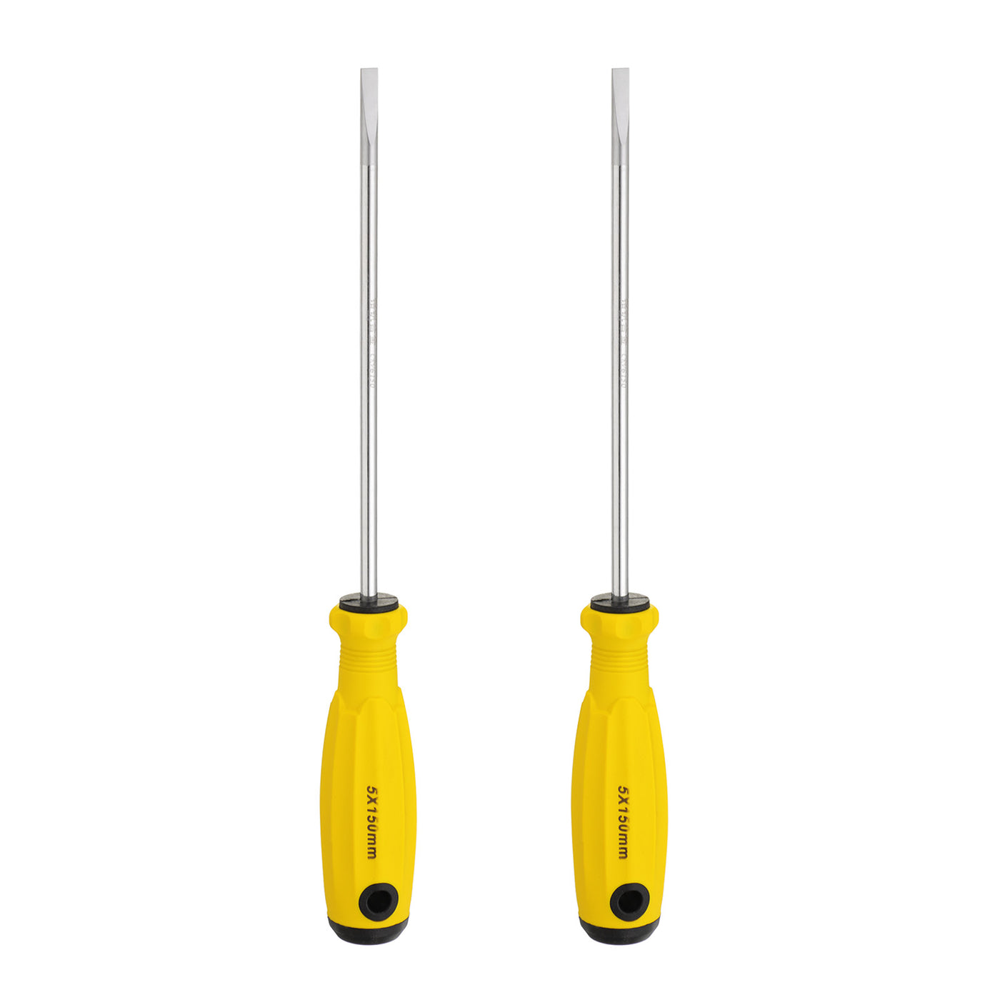 Harfington 2pcs SL5 Flat Head Screwdriver 9.8" Magnetic Slotted Screwdrivers CR-V, Yellow