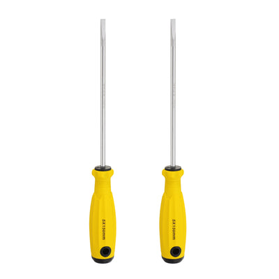 Harfington 2pcs SL5 Flat Head Screwdriver 9.8" Magnetic Slotted Screwdrivers CR-V, Yellow