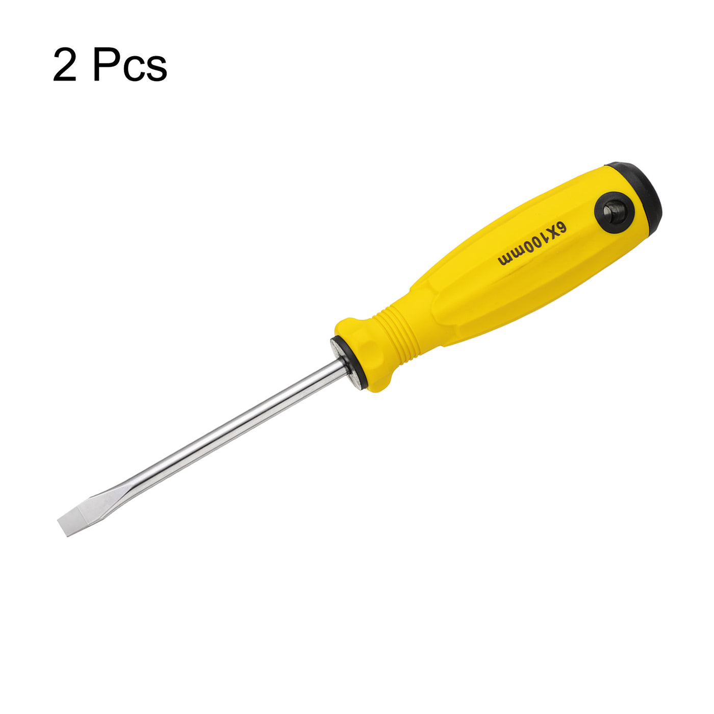 Harfington 2pcs SL6 Flat Head Screwdriver 8.5" Magnetic Slotted Screwdrivers CR-V, Yellow