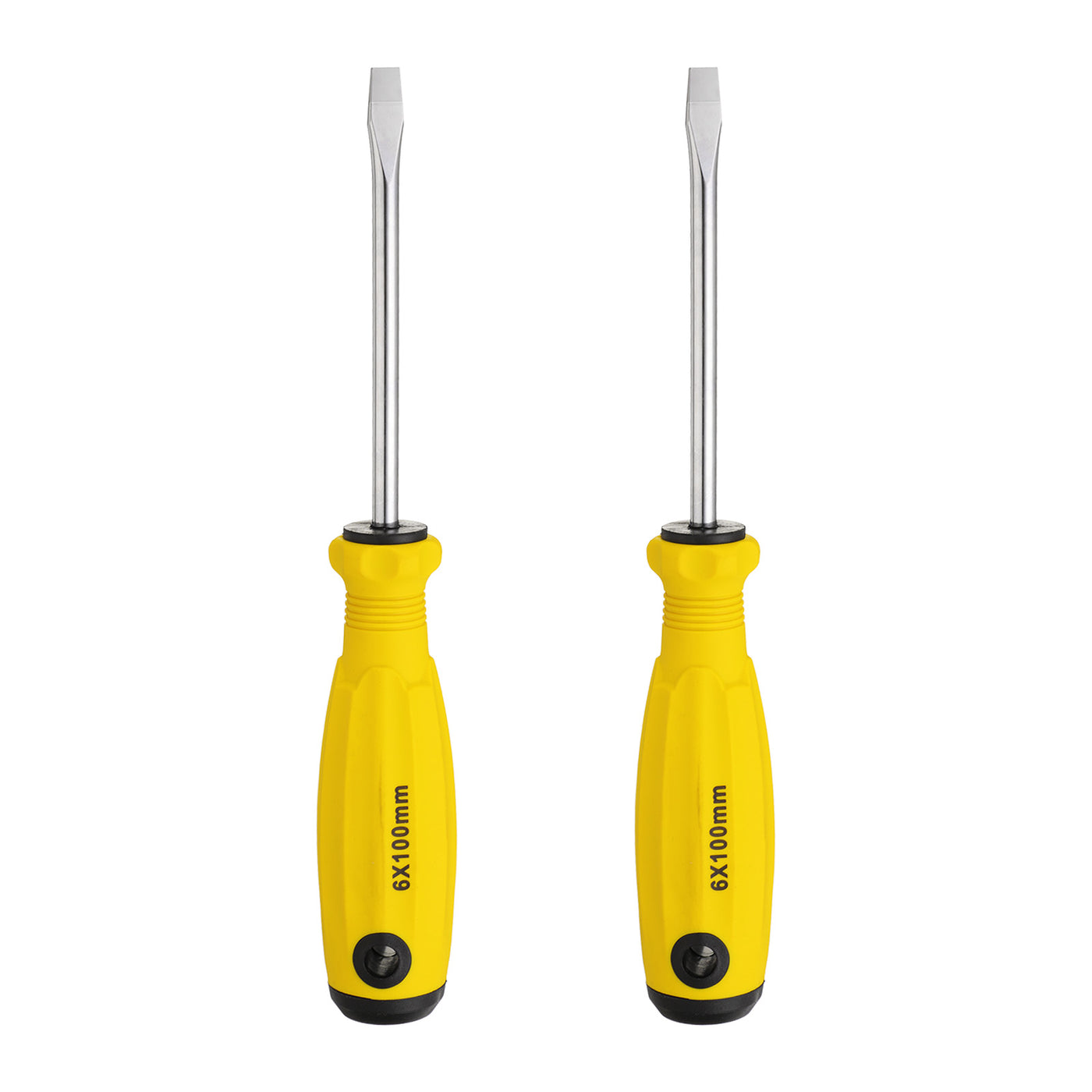 Harfington 2pcs SL6 Flat Head Screwdriver 8.5" Magnetic Slotted Screwdrivers CR-V, Yellow