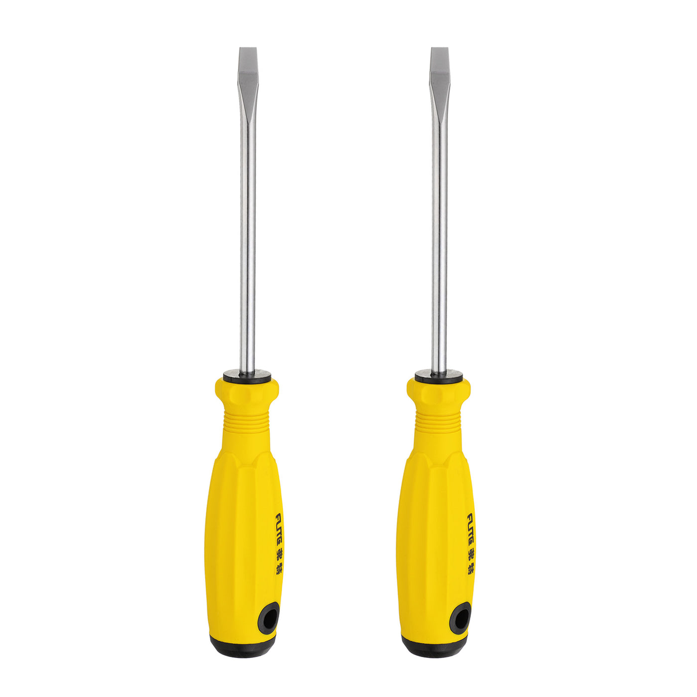 Harfington 2pcs SL6 Flat Head Screwdriver 9.4" Magnetic Slotted Screwdrivers CR-V, Yellow