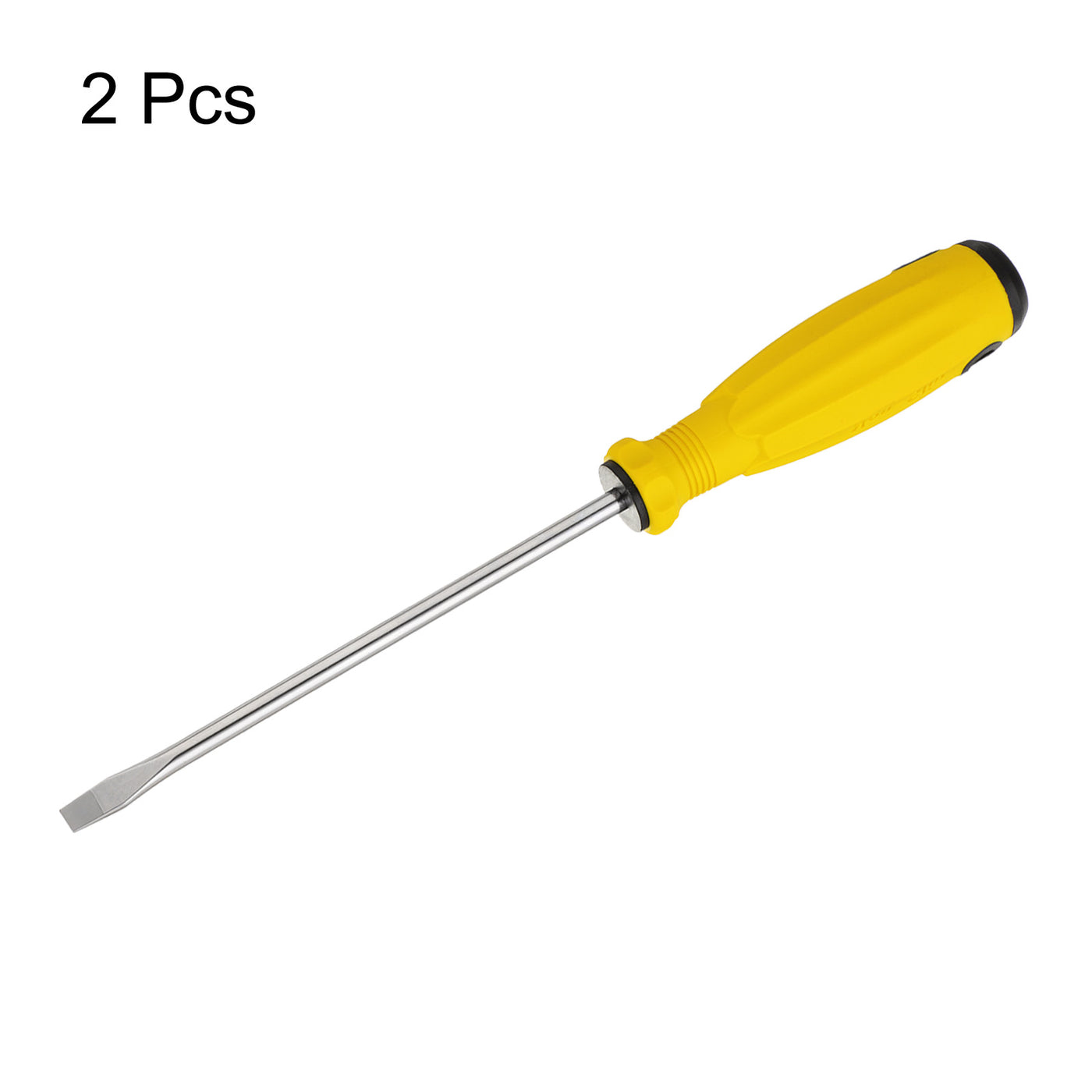 Harfington 2pcs SL6 Flat Head Screwdriver 10.4" Magnetic Slotted Screwdrivers CR-V, Yellow