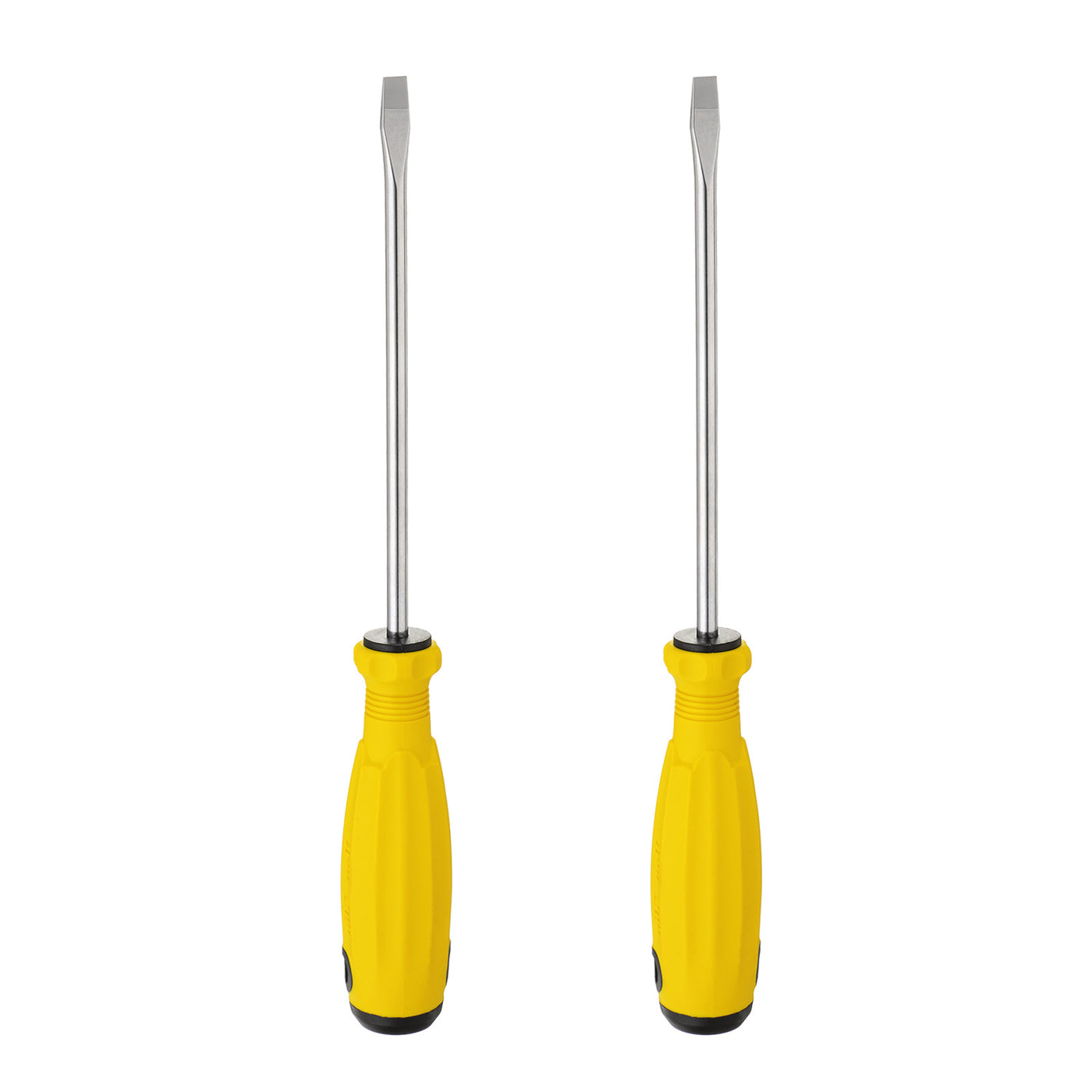 Harfington 2pcs SL6 Flat Head Screwdriver 10.4" Magnetic Slotted Screwdrivers CR-V, Yellow