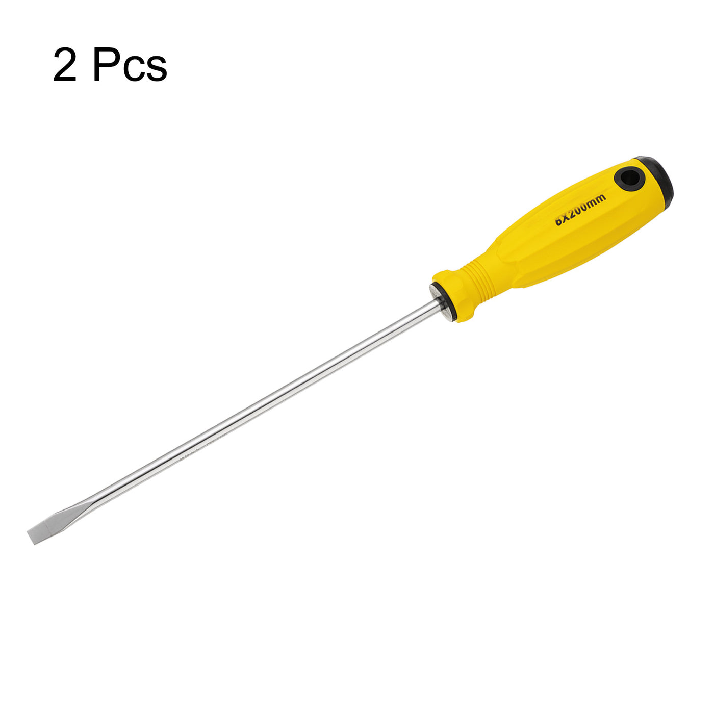 Harfington 2pcs SL6 Flat Head Screwdriver 12.4" Magnetic Slotted Screwdrivers CR-V, Yellow