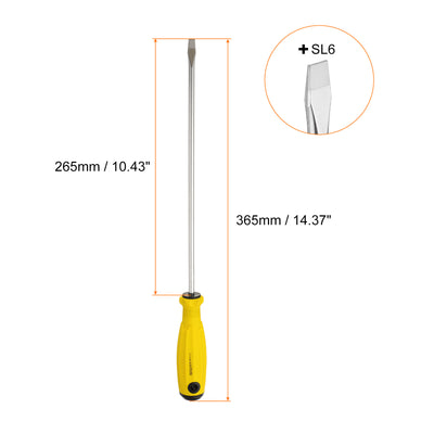 Harfington SL6 Flat Head Screwdriver 14.4" Magnetic Slotted Screwdrivers CR-V, Yellow