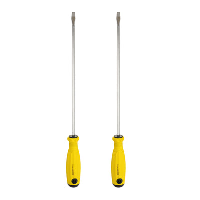 Harfington 2pcs SL6 Flat Head Screwdriver 14.4" Magnetic Slotted Screwdrivers CR-V, Yellow