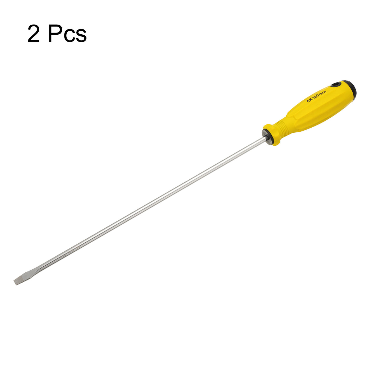 Harfington 2pcs SL6 Flat Head Screwdriver 16.3" Magnetic Slotted Screwdrivers CR-V, Yellow