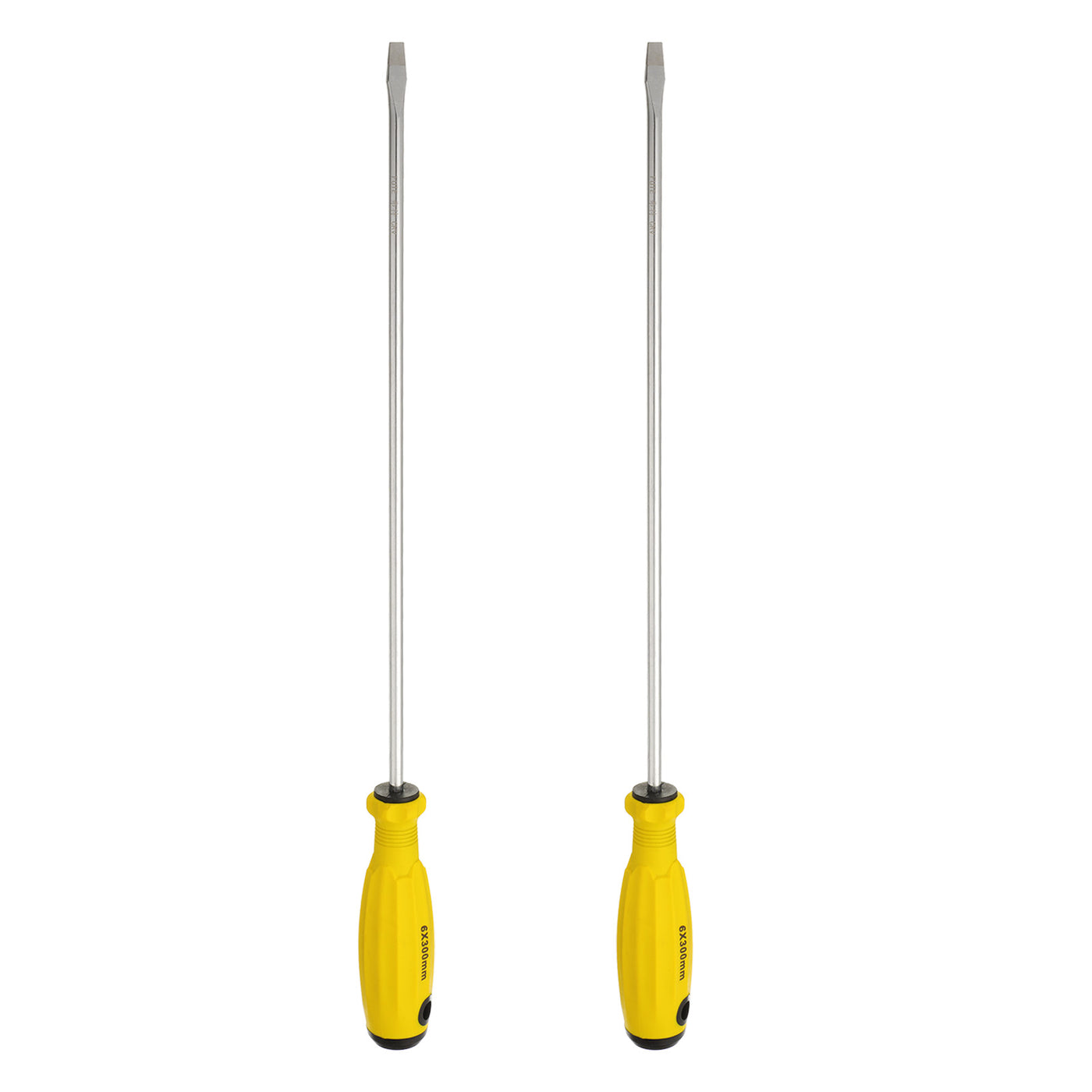 Harfington 2pcs SL6 Flat Head Screwdriver 16.3" Magnetic Slotted Screwdrivers CR-V, Yellow