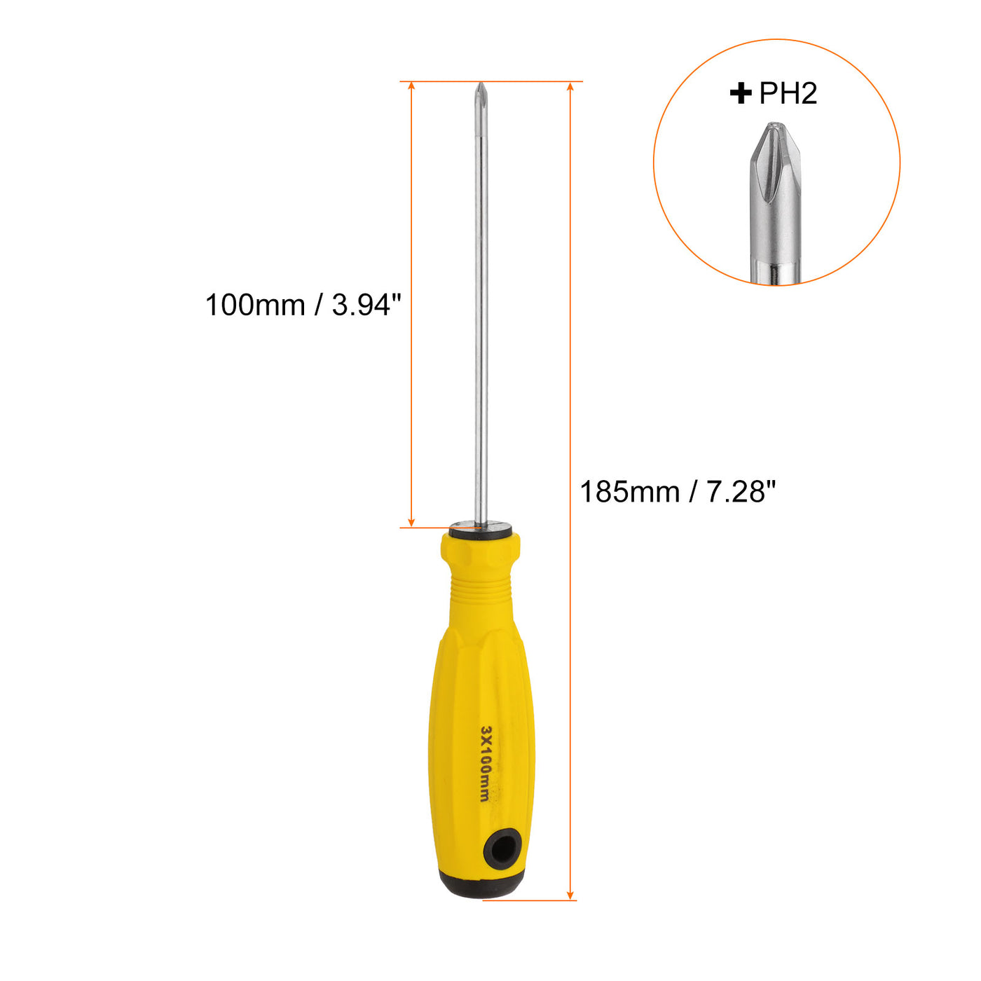 Harfington PH2 Phillips Schraubendreher #2 7,3" Magnetische Schraubendreher 3,9" CR-V mit ergonomischem Griff für DIY-Reparaturen, Gelb