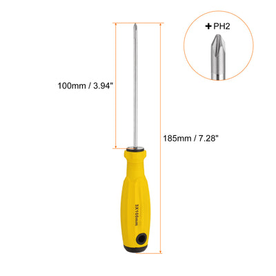 Harfington 2 Stück PH2 Phillips Schraubendreher #2 7,3" Magnetische Schraubendreher 3,9" CR-V mit ergonomischem Griff für DIY-Reparaturen, Gelb