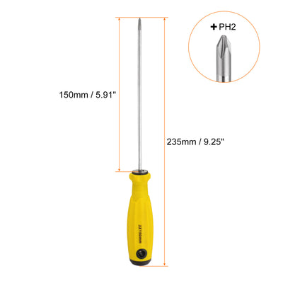 Harfington PH2 Phillips Schraubendreher #2 9,3" Magnetische Schraubendreher 5,9" CR-V mit ergonomischem Griff für DIY-Reparaturen, Gelb