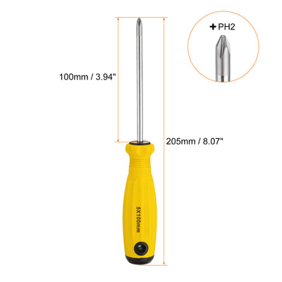 Harfington PH2 Phillips Screwdriver #2 8.1" Magnetic Screwdrivers CR-V, Yellow