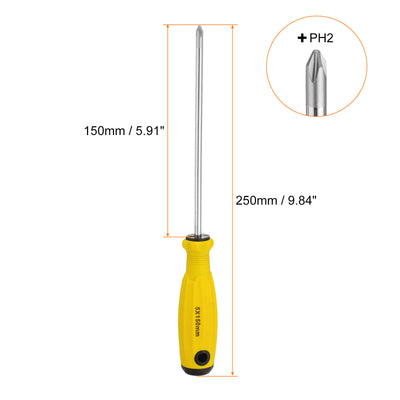 Harfington PH2 Phillips Schraubendreher #2 9,8" Magnetische Schraubendreher 5,9" CR-V mit ergonomischem Griff für DIY-Reparaturen, Gelb