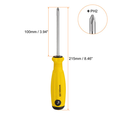 Harfington PH2 Phillips Schraubendreher #2 8,5" Magnetische Schraubendreher 3,9" CR-V mit ergonomischem Griff für DIY-Reparaturen, Gelb