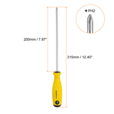 Harfington PH2 Phillips Schraubendreher #2 12,4" Magnetische Schraubendreher 7,9" CR-V mit ergonomischem Griff für DIY-Reparaturen, Gelb