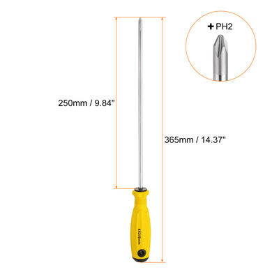 Harfington PH2 Phillips Schraubendreher #2 14,4" Magnetische Schraubendreher 9,8" CR-V mit ergonomischem Griff für DIY-Reparaturen, Gelb