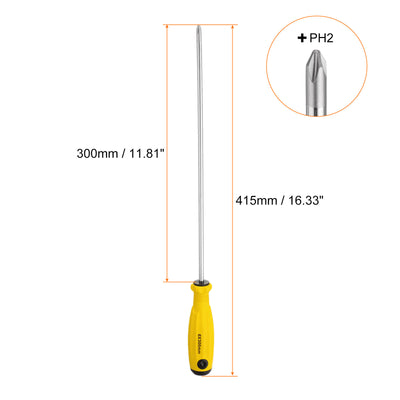 Harfington PH2 Phillips Schraubendreher #2 16,3" Magnetische Schraubendreher 11,8" CR-V mit ergonomischem Griff für DIY-Reparaturen, Gelb