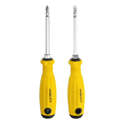 Harfington 2 in 1 Screwdriver PH2 Phillips & SL3 Slotted Magnetic Screwdrivers, Yellow