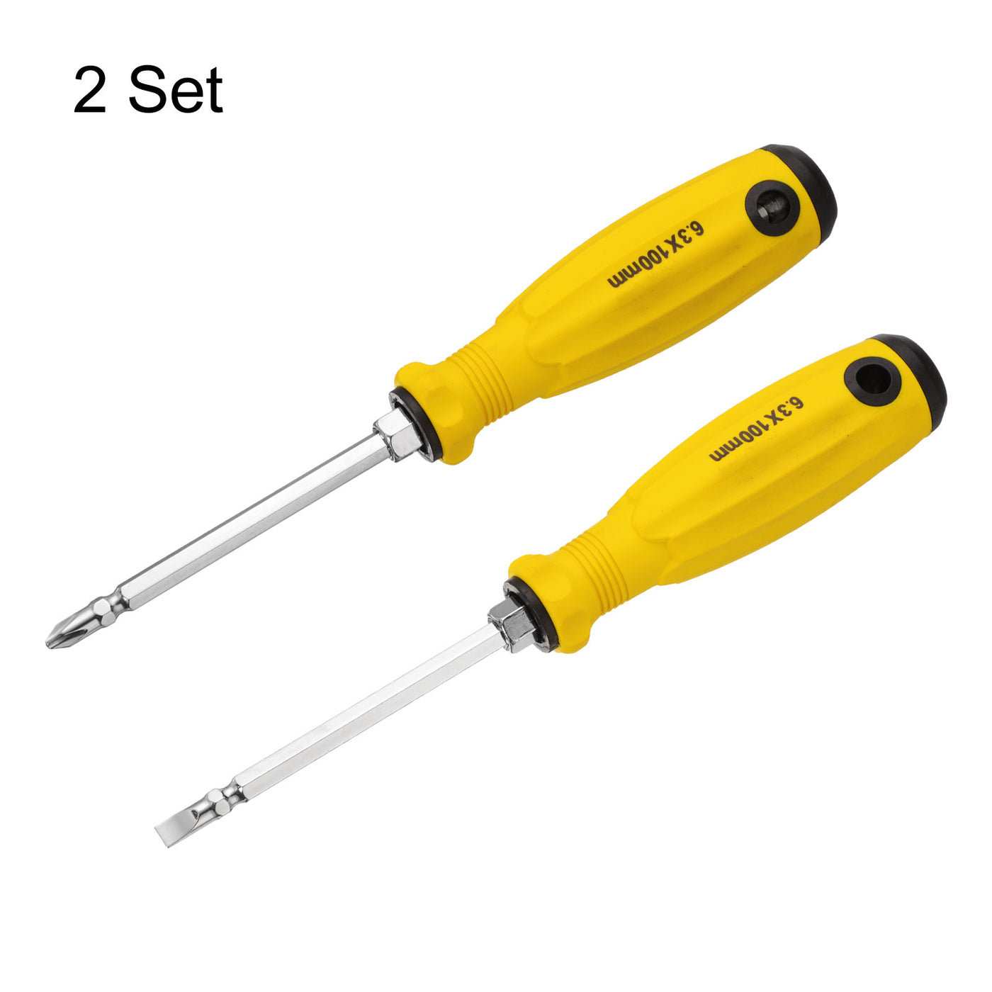 Harfington 2pcs 2 in 1 Screwdriver PH2 Phillips & SL3 Slotted Magnetic Screwdrivers, Yellow