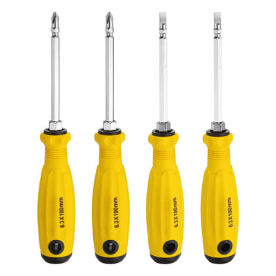 Harfington 2pcs 2 in 1 Screwdriver PH2 Phillips & SL3 Slotted Magnetic Screwdrivers, Yellow