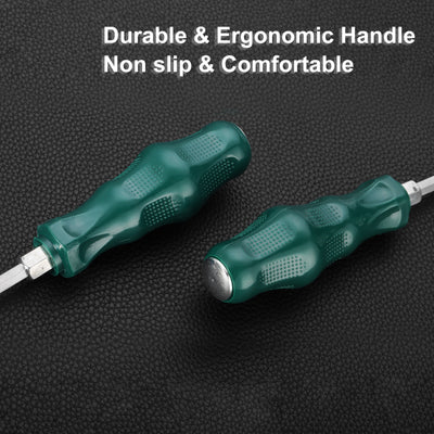 Harfington SL6 Flat Head Screwdriver 3.9" Magnetic Demolition Slotted CR-V, Green