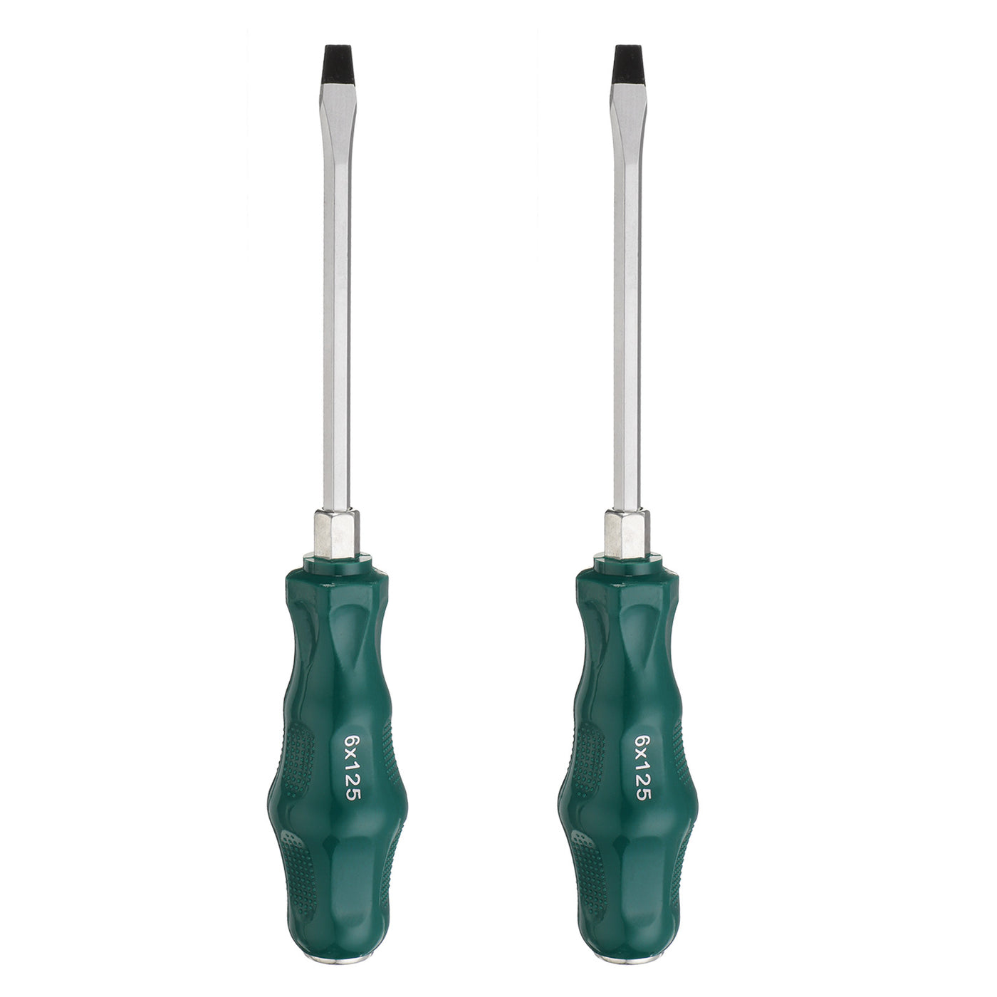 Harfington 2pcs SL6 Flat Head Screwdriver 4.9" Magnetic Demolition Slotted  CR-V, Green