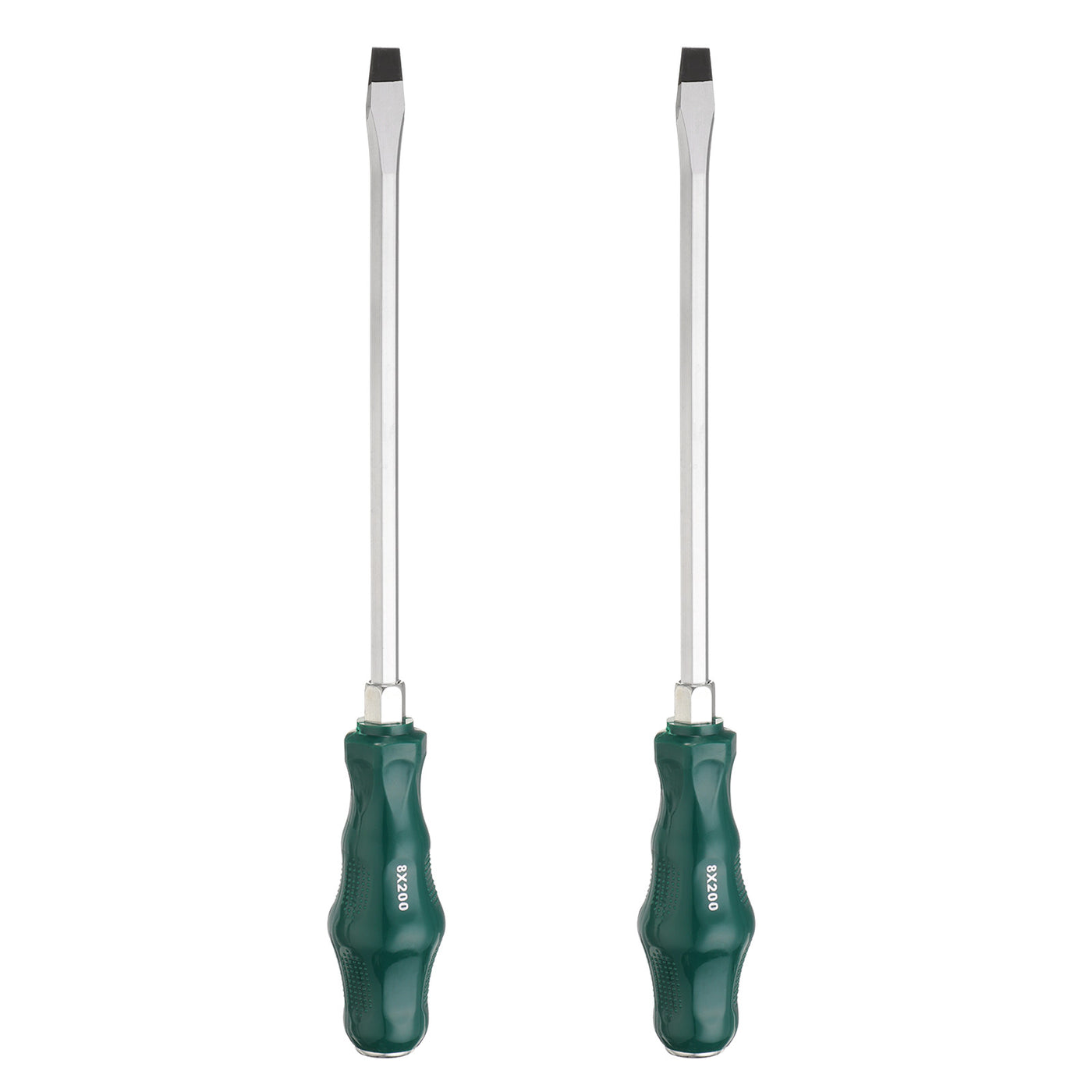 Harfington 2pcs SL8 Flat Head Screwdriver 7.9" Magnetic Demolition Slotted  CR-V, Green