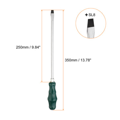 Harfington SL8 Flat Head Screwdriver 9.8" Magnetic Demolition Slotted  CR-V, Green