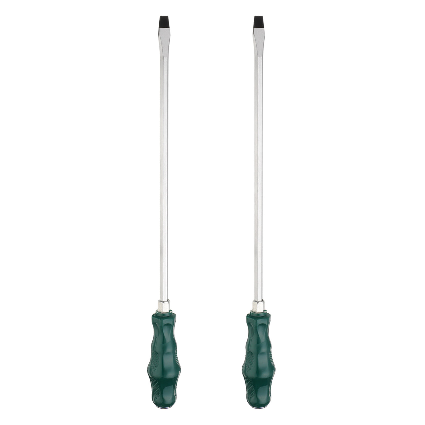 Harfington 2pcs SL8 Flat Head Screwdriver 11.8" Magnetic Demolition Slotted  CR-V, Green