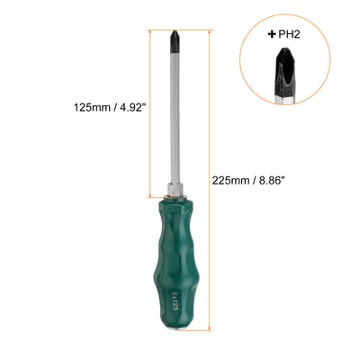 Harfington 2 Stück PH2 Phillips Schraubendreher #2 8,9" Magnetische Demontage-Schraubendreher 4,9" CR-V mit ergonomischem Griff für DIY-Reparaturen, Grün