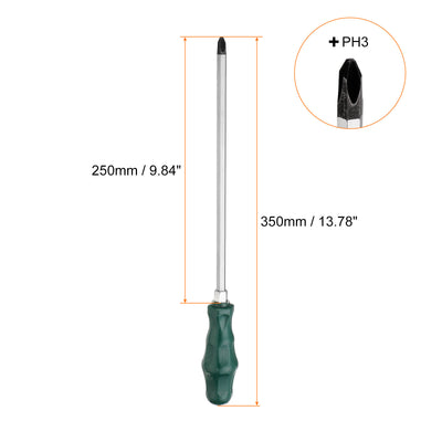 Harfington PH3 Phillips Schraubendreher #3 13,8" Magnetische Abbruch-Schraubendreher 9,8" CR-V mit ergonomischem Griff für DIY-Reparaturen, Grün