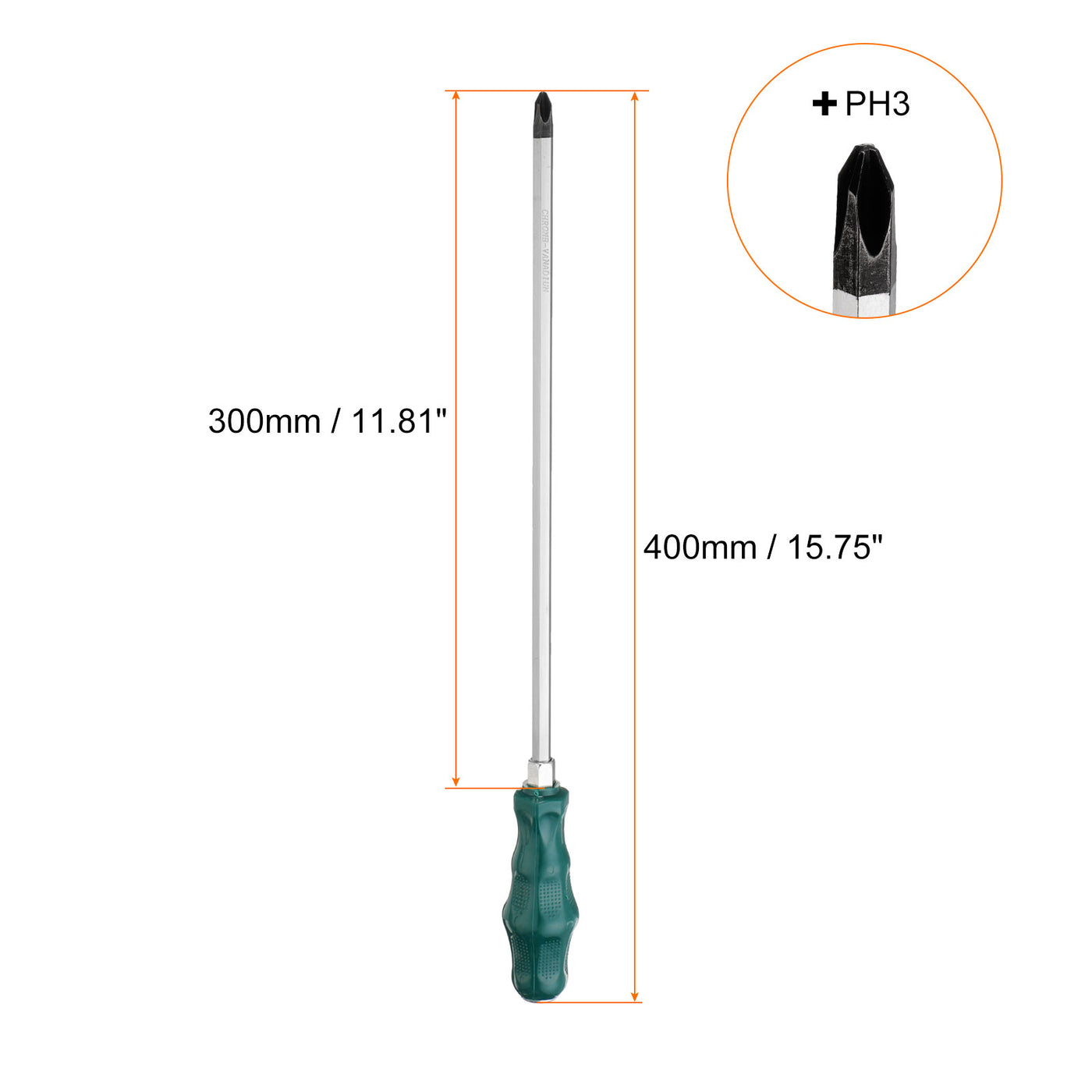 Harfington 2pcs PH3 Phillips Screwdriver #3 15.7" Magnetic Demolition CR-V, Green