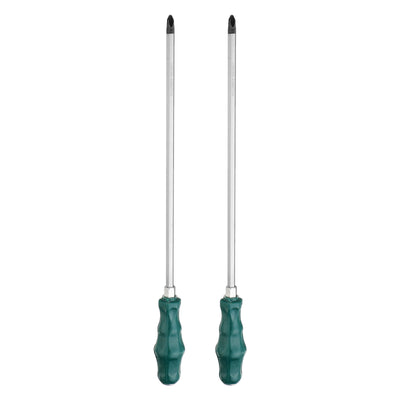 Harfington 2pcs PH3 Phillips Screwdriver #3 15.7" Magnetic Demolition CR-V, Green