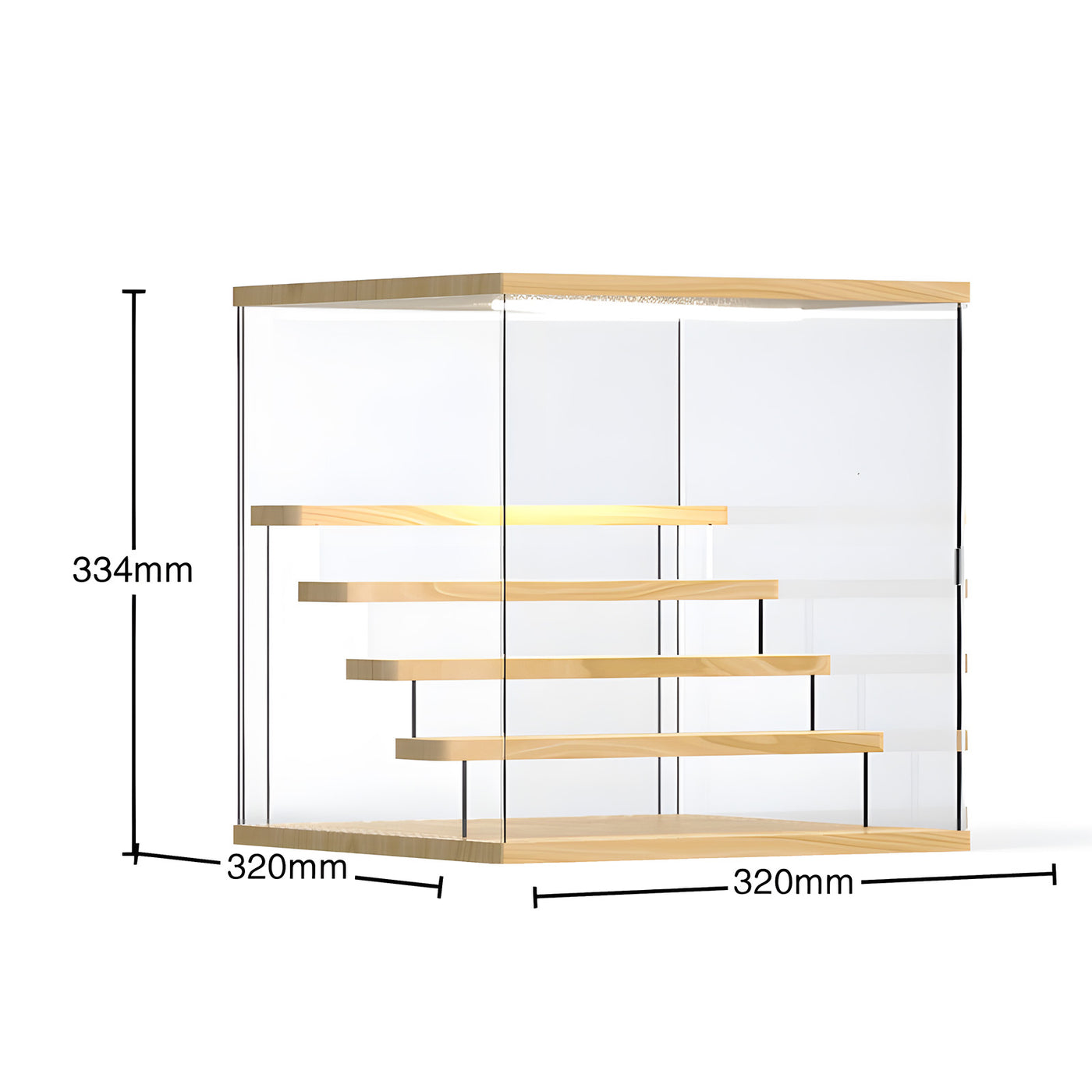 Harfington Acrylic Collection Display Storage Box with RGB Bluetooth Dimming Light and Wood Ladders