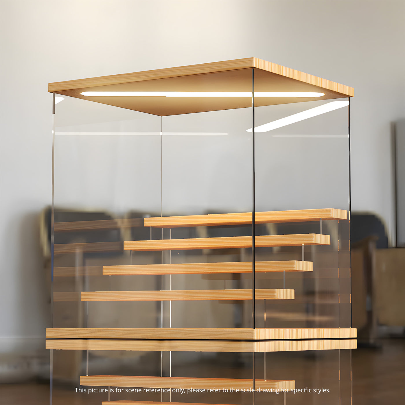 Harfington Acrylic Collection Display Storage Box with RGB Bluetooth Dimming Light and Wood Ladders